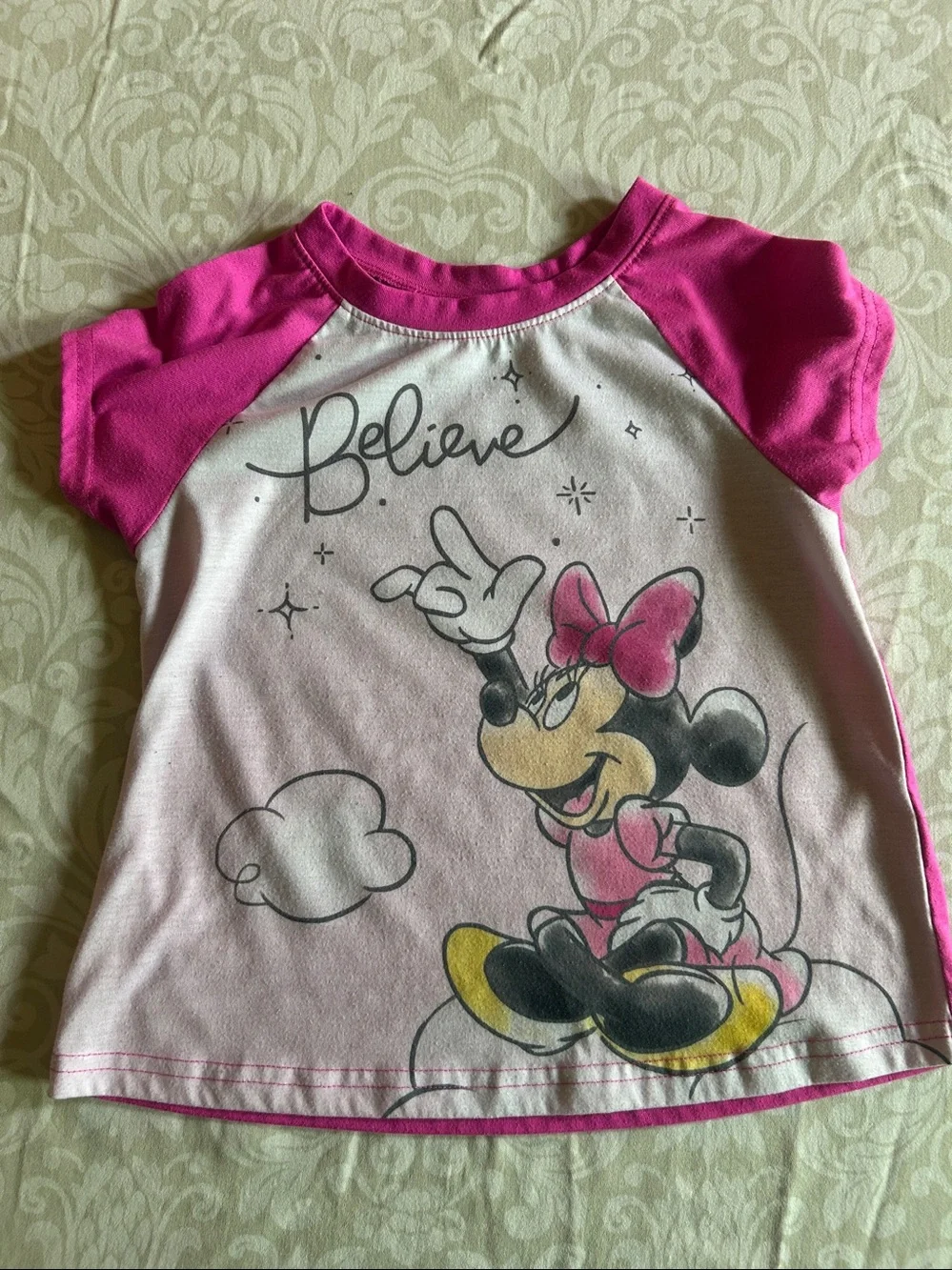 Disney Pink and White Minnie Mouse Pajama Set